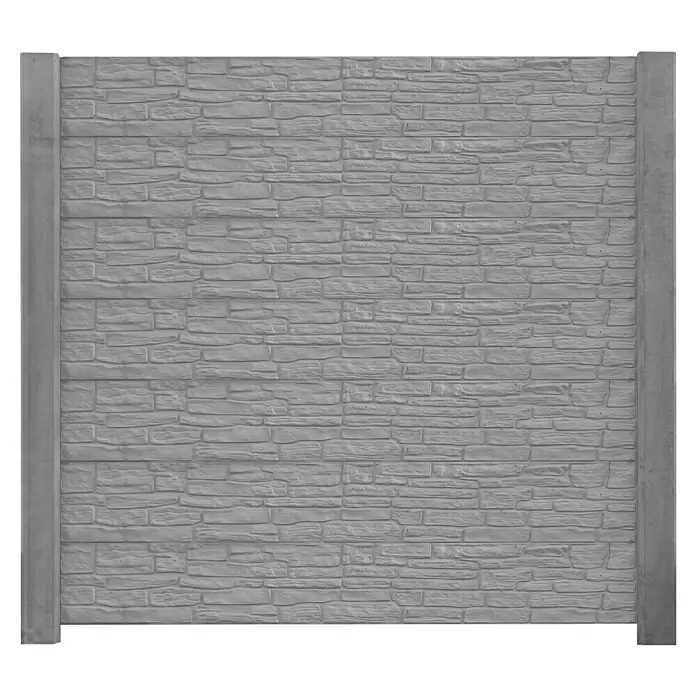 Beckers Betonzaun Zaunelement Klassik Montana Motiv - 184 x 26 cm, Beton, Betongrau - Graue Betonsteinwand mit texturierter Oberfläche, ideal als robuste und stilvolle Grundstücksbegrenzung.