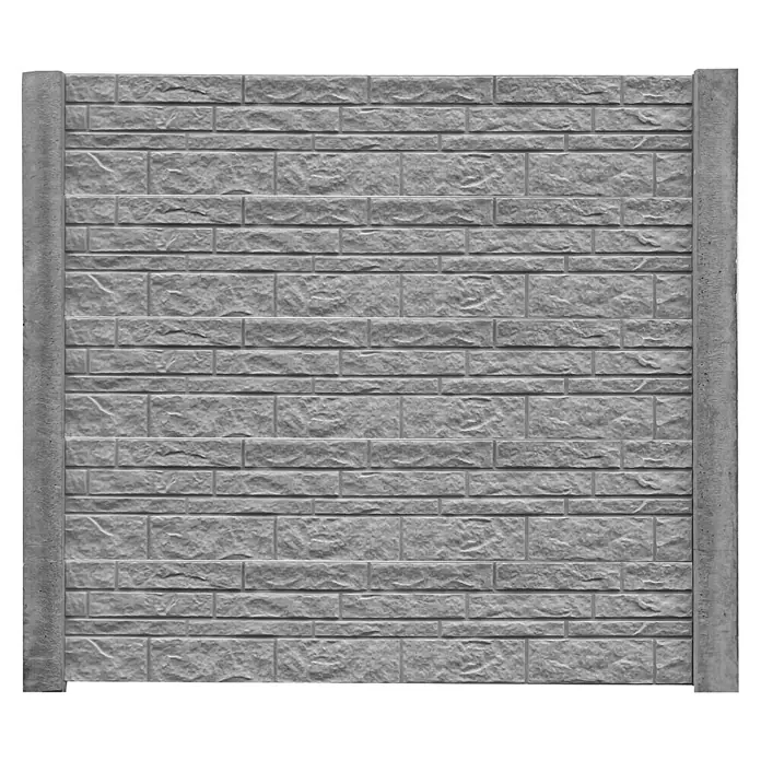 Beckers Betonzaun Zaunelement Standard Fels Motiv - 200 x 38,5 cm, Beton, Betongrau - Nahaufnahme einer grauen Betonzaunplatte mit Steinmusterung. Ideal für robuste und stilvolle Grundstücksbegrenzungen.