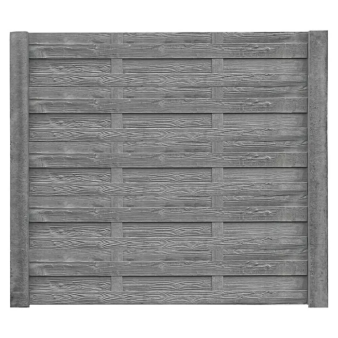 Beckers Betonzaun Zaunelement Standard Elegant Motiv - 200 x 38,5 cm, Beton, Betongrau - Grauer Betonzaun mit Holzmaserung. Moderner Sichtschutzzaun für Gärten und Grundstücke, robust und stilvoll gestaltet.
