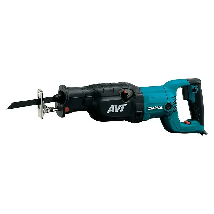 Makita Sierra de sable JR3070CT - 1.510 W, Longitud de carrera: 32 mm - Sierra de sable Makita AVT en negro y turquesa, ideal para cortes precisos.
