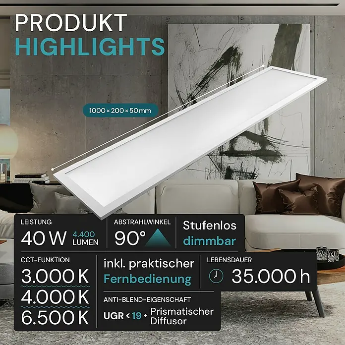 Luxula LED-Deckenleuchte - 40 W, Weiß, Mehrfarbig