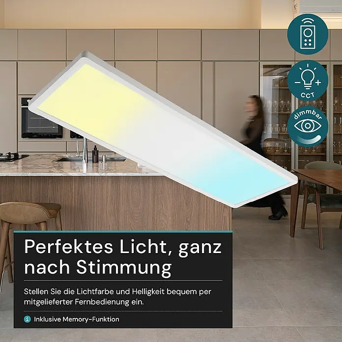 Luxula LED-Deckenleuchte - 24 W, L x B x H: 58 x 20 x 2,5 cm, Weiß, Mehrfarbig