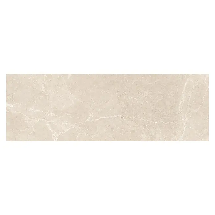 Wandfliese Benora Ivory - 39,8 x 119,8 cm, Lichtbeige, Matt - Nahaufnahme einer Marmorfliese mit beiger Maserung. Elegantes Fliesendesign für moderne Boden- und Wandbeläge, die jedem Raum einen Hauch von Luxus verleihen.