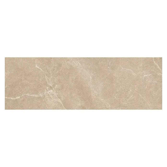 Wandfliese Benora - 39,8 x 119,8 cm, Beige, Matt - Nahaufnahme einer beigen Keramikfliese mit feinen Marmorierungen, ideal für stilvolle Innenräume und langlebige Oberflächen.