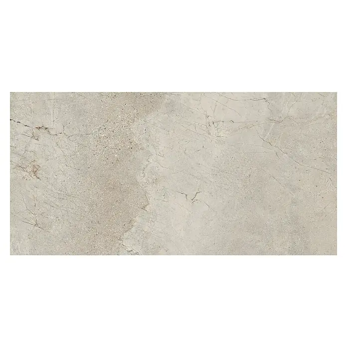 Feinsteinzeugfliese Cliber Rock - 59,8 x 119,8 cm, Grau, Matt - Das Bild zeigt eine keramische Bodenfliese mit einem beigen Marmormuster, das sich ideal für eine moderne Raumgestaltung eignet.