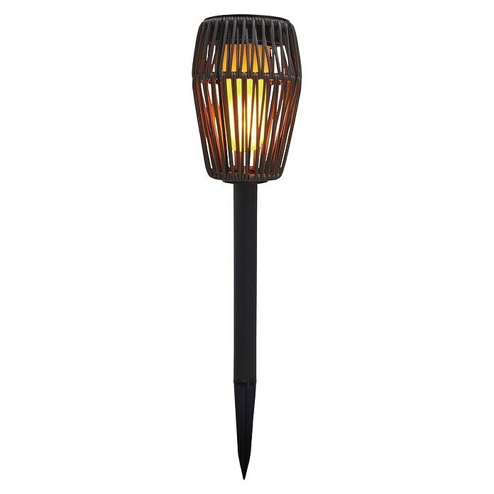 BAUHAUS Solarfakkel met grondpen Rotan (0,6 W, l x b x h: 11 x 11 x 49,5 cm, Grijs, IP44, 10 lm) | BAUHAUS