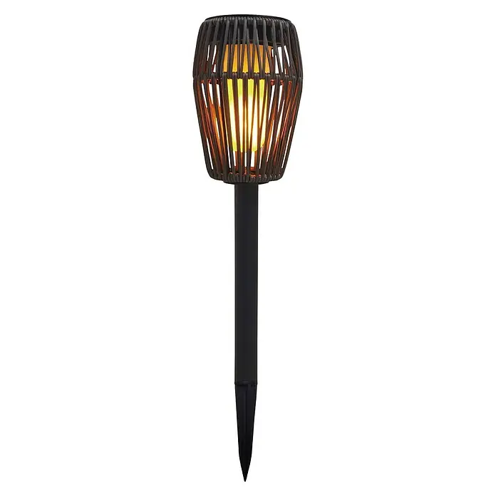 BAUHAUS Solar-Erdspieß Rattan - 0,6 W, L x B x H: 11 x 11 x 49,5 cm, Grau, IP44, 10 lm - Die Solarleuchte in Rattan-Optik spendet warmes Licht. Ideal für Garten, Terrasse oder Balkon und eine stimmungsvolle Atmosphäre.