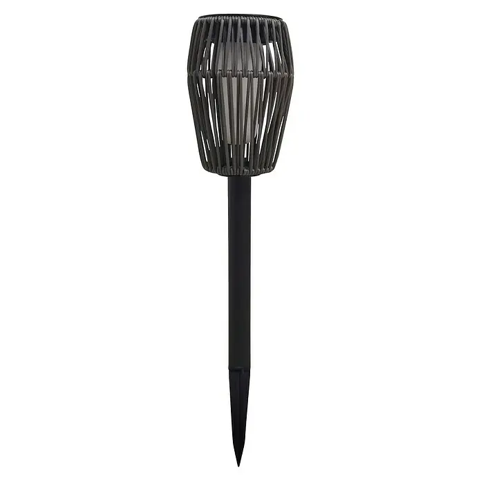 BAUHAUS Solar-Erdspieß Rattan - 0,6 W, L x B x H: 11 x 11 x 49,5 cm, Grau, IP44, 10 lm - Solarlampe mit geflochtenem Lampenschirm und Erdspieß. Ideal für den Garten oder die Terrasse, sorgt für stimmungsvolle Beleuchtung.