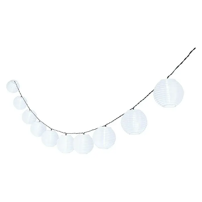 BAUHAUS Solar-Lichterkette Lampion - 1,2 W, Weiß, IP44 - Diese Lichterkette mit weißen Papierlaternen sorgt für eine stimmungsvolle Beleuchtung. Perfekt für Partys und Dekorationen.