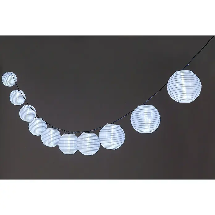 BAUHAUS Solar-Lichterkette Lampion - 1,2 W, Weiß, IP44 - Weiße Papierlaternen Lichterkette für eine stimmungsvolle Beleuchtung. Ideal für Partys, Hochzeiten und gemütliche Abende im Garten.