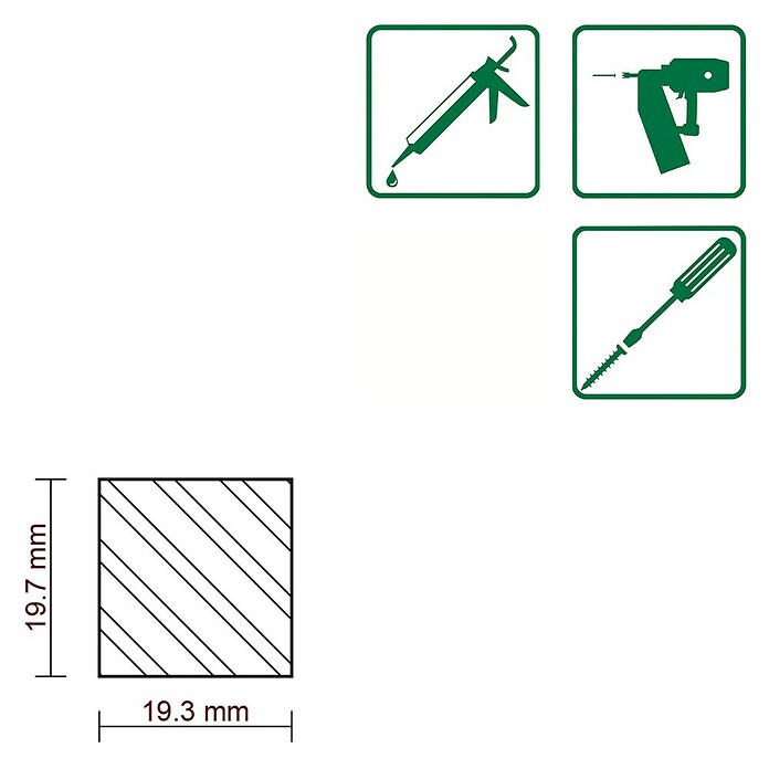 FLACHLEISTE LAERCHE ROH 19,3X19,7mm 100cm