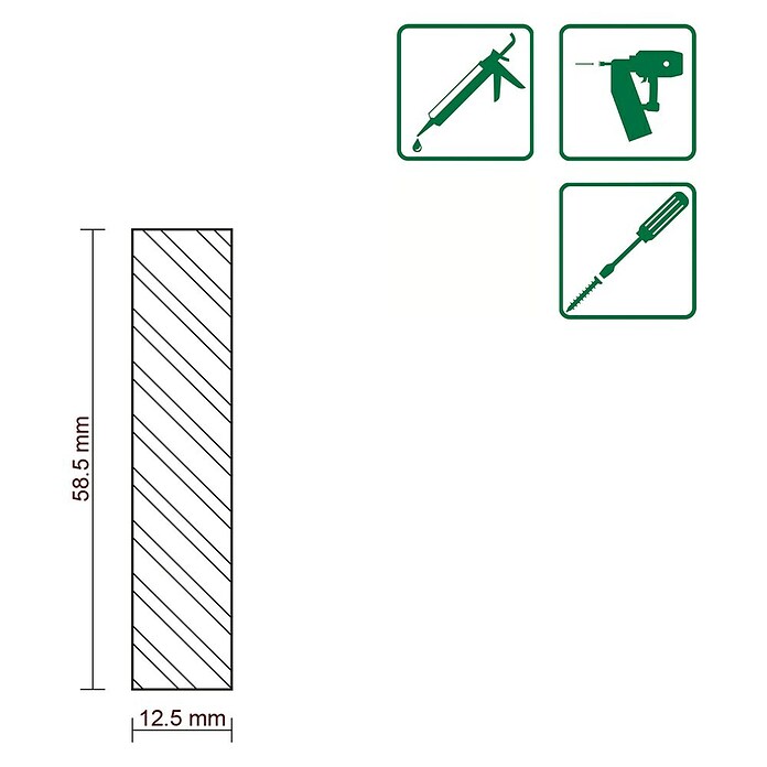 Ravni profil  (D x Š x V: 1.000 x 58,5 x 12,5 mm, Ariš) | BAUHAUS