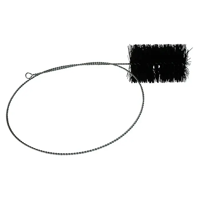 Ofenrohrbürste - Ø x L: 160 mm x 200 cm - Eine Reinigungsbürste mit einem schwarzen Bürstenkopf und einem Drahtgriff, die für die Reinigung von schwer zugänglichen Stellen geeignet ist.