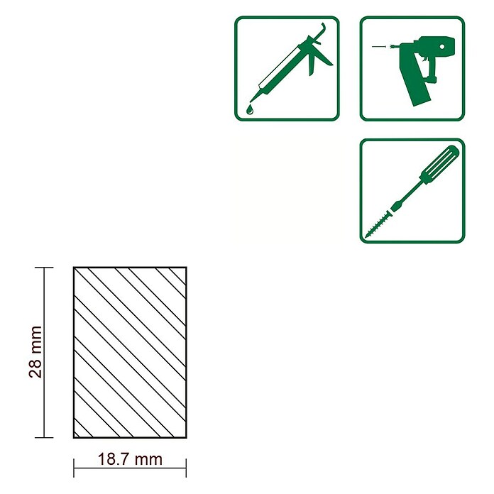 FLACHLEISTE LAERCHE ROH 18,7X28mm 200cm