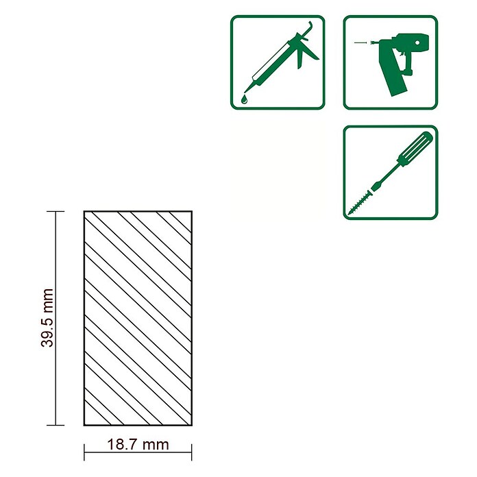 FLACHLEISTE LAERCHE ROH 18,7X39,5mm 100cm