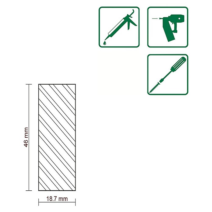 FLACHLEISTE LAERCHE ROH 18,7X46mm 100cm