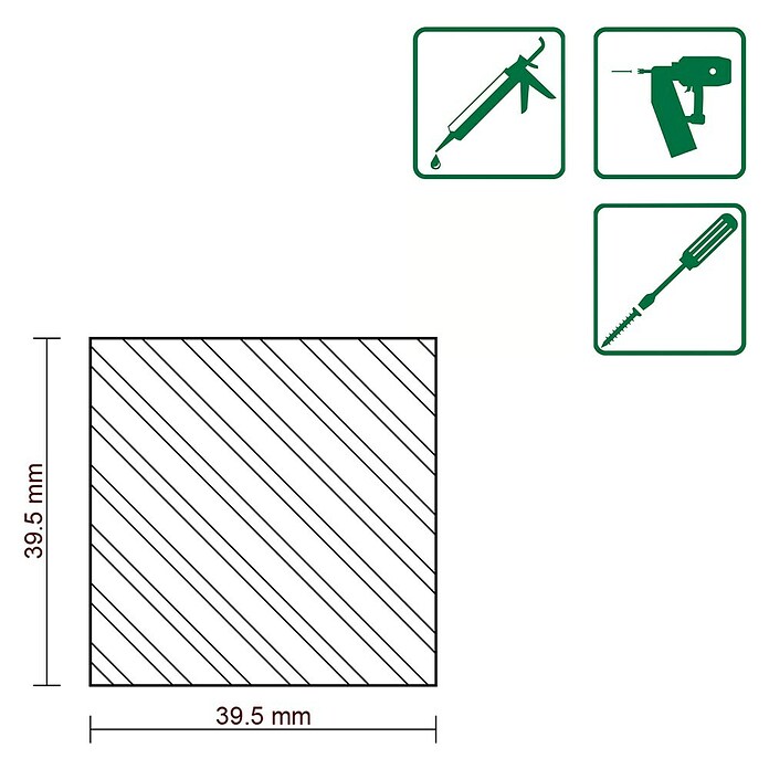 FLACHLEISTE LAERCHE ROH 39,5X39,5mm 100cm