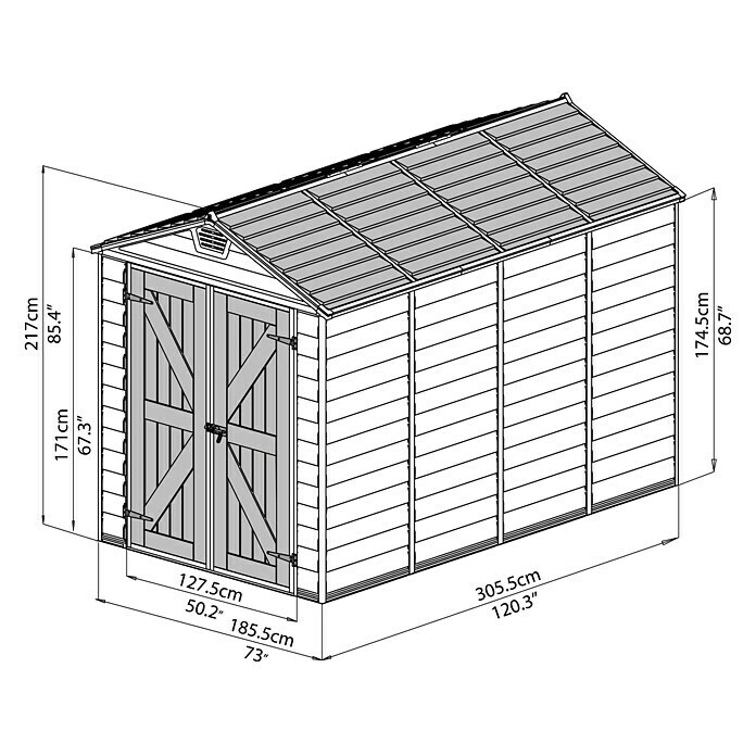 Palram – Canopia Gerätehaus Skylight 6x10 Tan3,06 x 1,86 m, Kunststoff, Beige/Braun Unknown