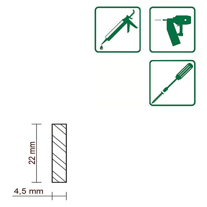 FLACHLEISTE LAERCHE ROH 4,5X22mm 100cm