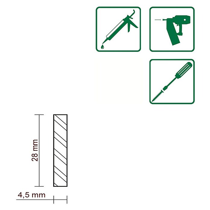 FLACHLEISTE LAERCHE ROH 4,5X28mm 100cm