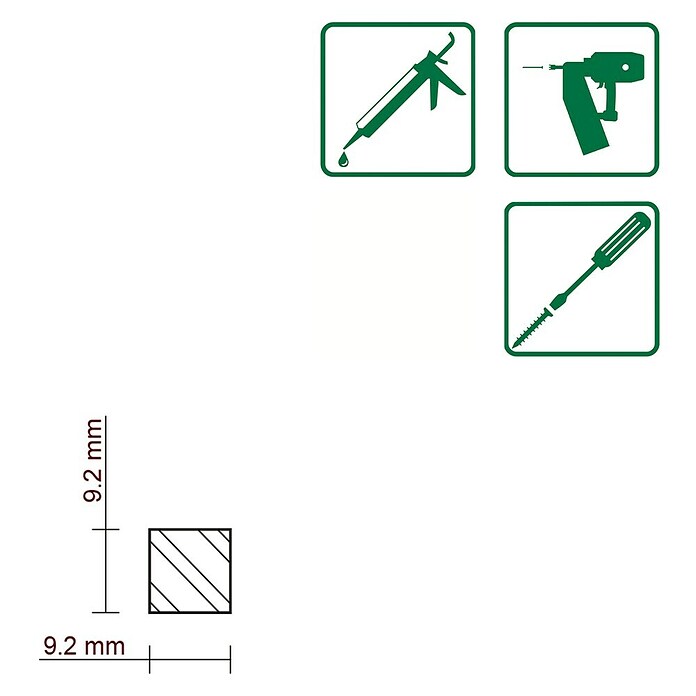 FLACHLEISTE LAERCHE ROH 9,2X9,2mm 200cm