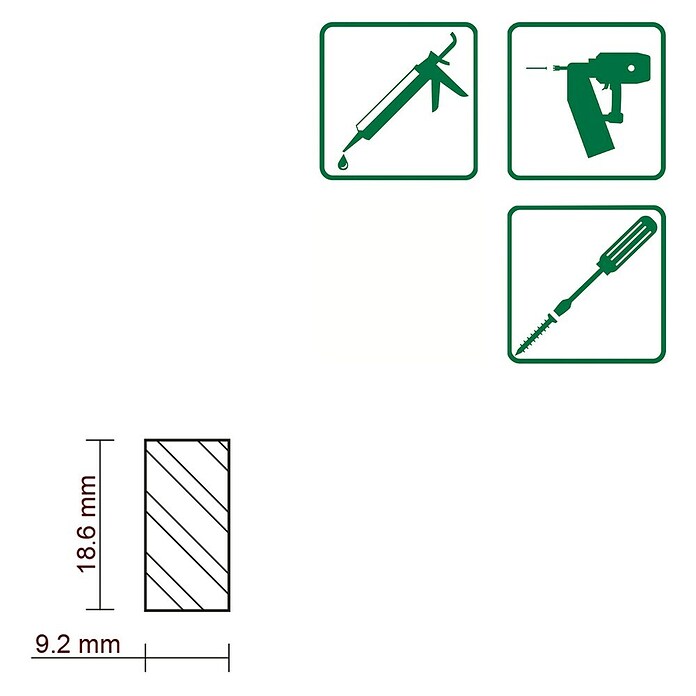 FLACHLEISTE LAERCHE ROH 9,2X18,7mm 100cm