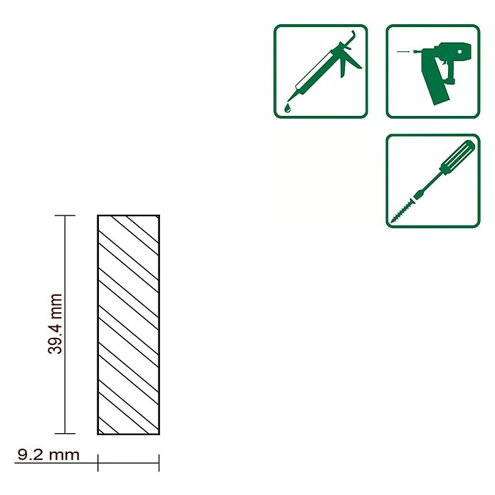 FLACHLEISTE LAERCHE ROH 9,2X39,5mm 200cm