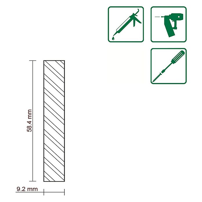 FLACHLEISTE LAERCHE ROH 9,2X58,5mm 100cm