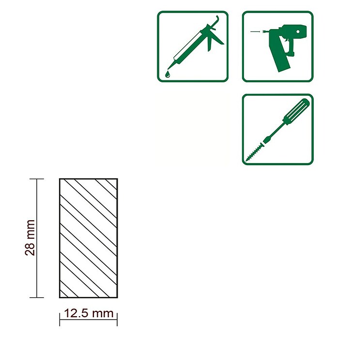 FLACHLEISTE LAERCHE ROH 12,5X28mm 200cm