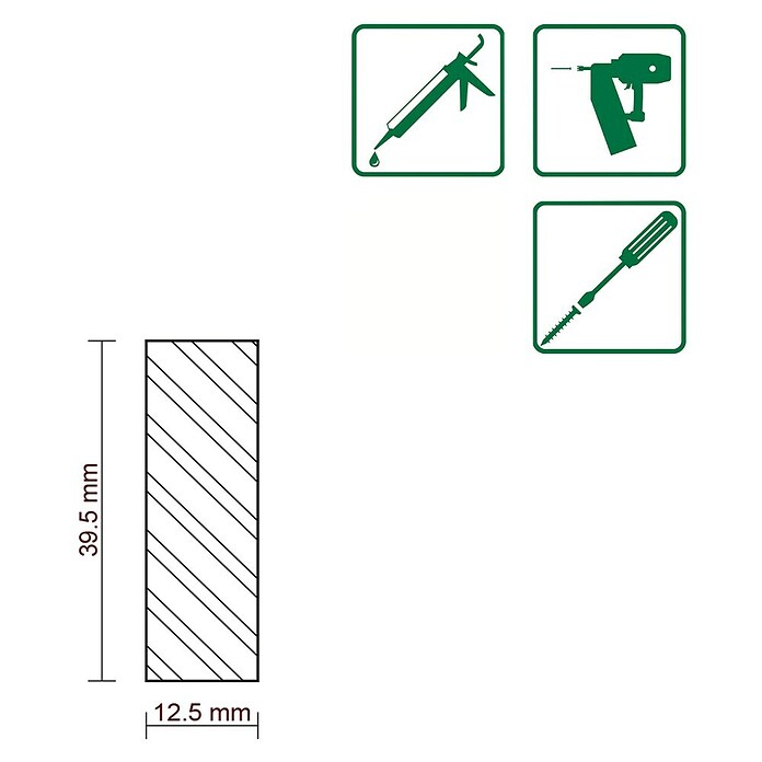 FLACHLEISTE LAERCHE ROH 12,5X39,5mm 200cm