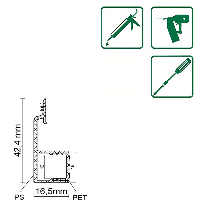 Profilleiste LED (L x B x H: 2 400 x 17 x 42 mm, Grau/Saniert, Kunststoff) | BAUHAUS
