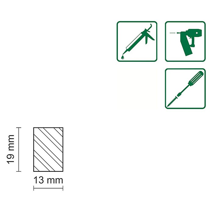 FLACHLEISTE LAERCHE ROH 12,5X18,7mm 200cm