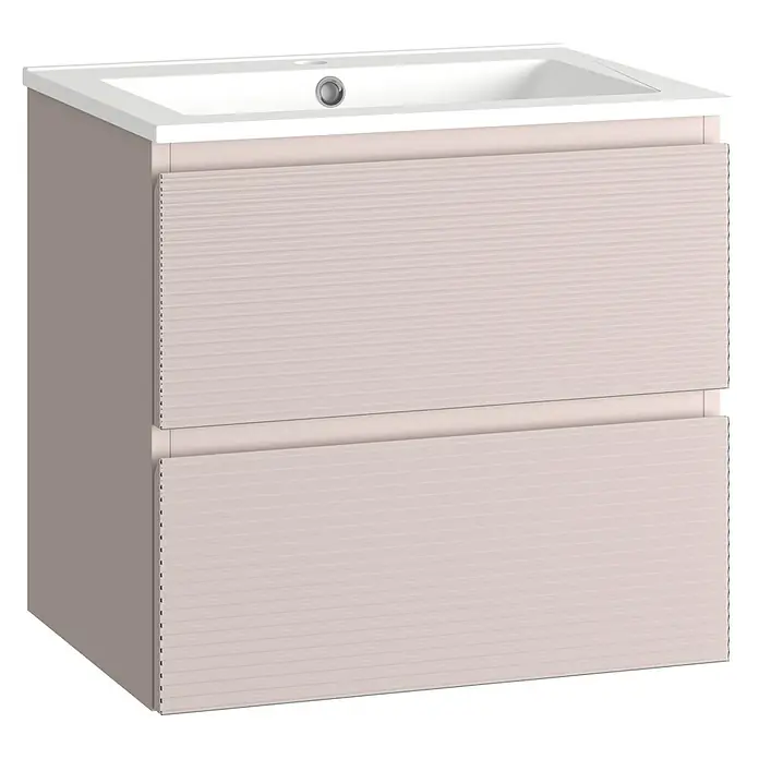 Mueble bajo de lavabo Cristal 2 cajones - L x An x Al: 45 x 60 x 60 cm, Rosa, Número de cajones: 2 ud. - Mueble de baño moderno con lavabo y dos cajones en colores neutros para un baño elegante.