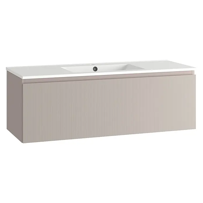 Mueble bajo de lavabo Cristal - L x An x Al: 45 x 120 x 40 cm, Rosa - Elegante diseño de mueble de baño en beige con encimera blanca y lavabo encastrado. El mueble de baño perfecto para un baño moderno.