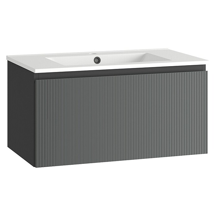 Mueble de lavabo Cristal (L x An x Al: 45 x 80 x 40 cm, Negro, Número de cajones: 1 ud.) | BAUHAUS
