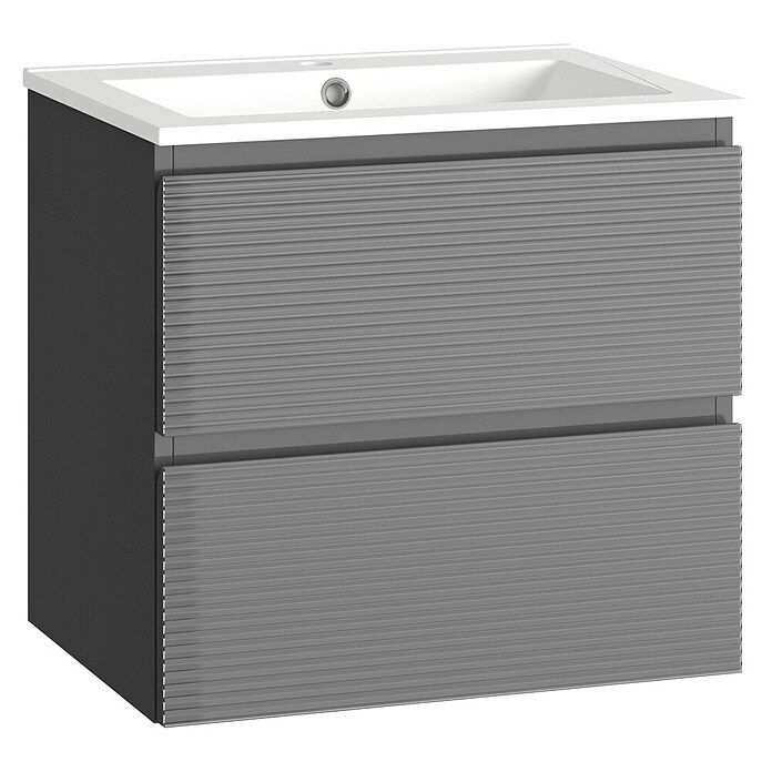 Mueble de lavabo Cristal 2 cajones (L x An x Al: 45 x 60 x 60 cm, Negro, Número de cajones: 2 ud.) | BAUHAUS