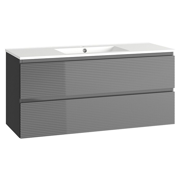 Mueble de lavabo Cristal 2 cajones (L x An x Al: 45 x 120 x 60 cm, Negro, Número de cajones: 2 ud.) | BAUHAUS