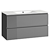 Mueble de lavabo Cristal 2 cajones (L x An x Al: 45 x 100 x 60 cm, Negro, Número de cajones: 2 ud.) | BAUHAUS