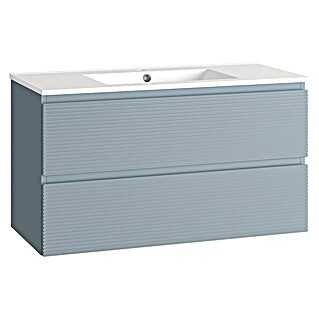 Mueble de lavabo Cristal 2 cajones (L x An x Al: 45 x 100 x 60 cm, Azul)