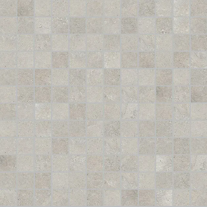 RAK Ceramics Valdi Mosaikfliese - 30 x 30 cm, Light Grey, Matt - Graue Mosaikfliesen aus Naturstein mit quadratischen Fliesen für Wand- oder Bodengestaltung im Innenbereich.