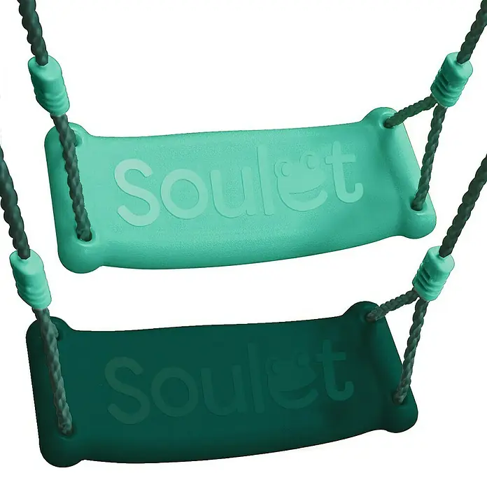 Soulet Schaukel - B x L: 34 x 60 cm, Kunststoff - Zwei Soulet-Schaukelsitze in Türkis und Dunkelgrün mit Seilen. Ideal für Kinder zum Spielen und Spaß haben im Freien.