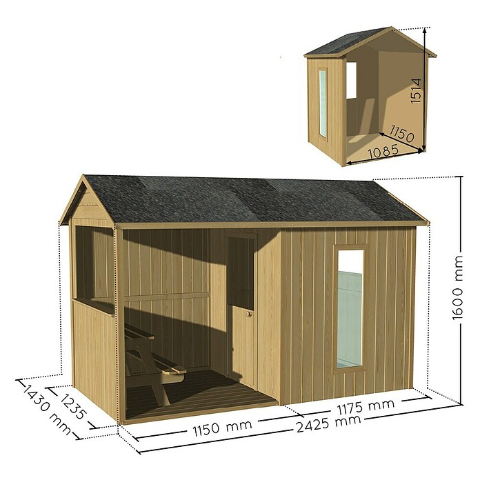 Soulet Spielhaus Jazz (L x B x H: 242 x 143 x 160 cm, Holz, Natur) | BAUHAUS