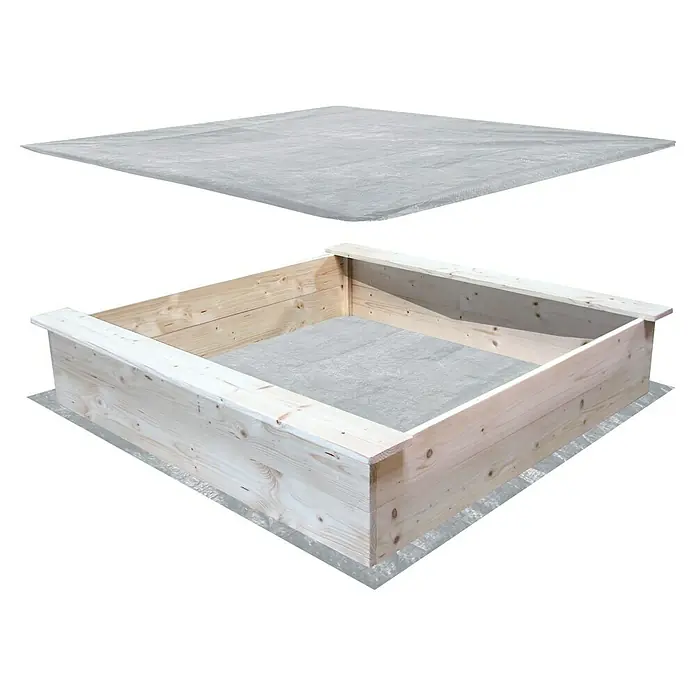 Soulet Sandkasten - 118 x 118 x 12,6 cm, Holz - Ein helles, unbehandeltes Holzsandkasten-Set mit Abdeckung, ideal für Kinder zum Spielen und Buddeln im Garten. Bietet viel Platz für kreativen Sandspielspaß.