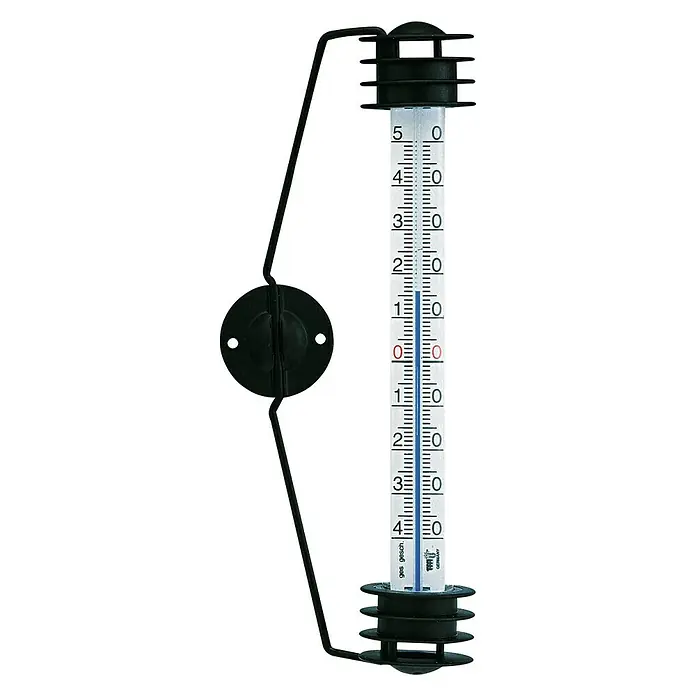 Termómetro para exterior giratorio - An x Al: 3,4 x 19 cm, Plástico, Negro/Blanco - Termómetro de pared para medir la temperatura exterior, con soporte para fácil montaje en la pared de la casa.