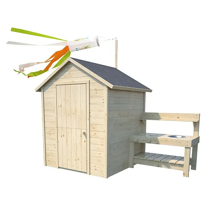Soulet Spielhaus Jasmine - L x B x H: 221 x 127 x 162 cm - Holzspielhaus mit Spielküche, ideal für Kinder zum Spielen im Garten. Das Spielhaus bietet Spaß und kreative Entfaltung im Freien.