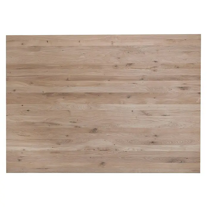 Leimholzplatte Wildeiche - Eiche, Qualitätsstufe Leimholzplatte: B/C, 3.000 x 1.210 x 20 mm - Ansicht einer geölten Eichenholzplatte. Die natürliche Holzmaserung und die warmen Farbtöne des Holzes sind gut sichtbar.