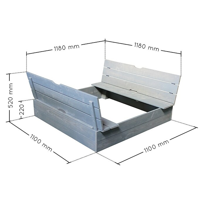 Soulet Sandkasten Sophie (118 x 118 x 12,6 cm, Holz, Hellgrau) | BAUHAUS