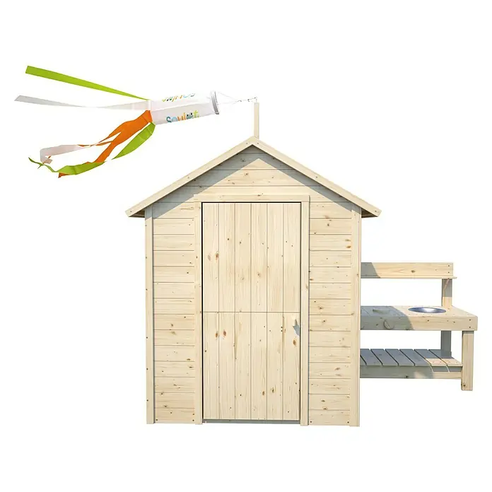 Soulet Spielhaus Jasmine - L x B x H: 221 x 127 x 162 cm - Hölzernes Spielhaus mit Sandküche für Kinder zum Spielen im Garten. Ideal für kreative Rollenspiele und Spaß im Freien.