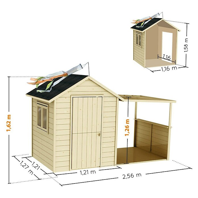 Soulet Spielhaus Eugenie (L x B x H: 256 x 127 x 162 cm, Holz, Natur) | BAUHAUS