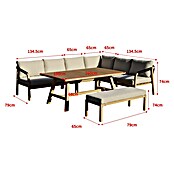 Sunfun Conjunto de muebles Monti (6 pzs., Aluminio con transferencia térmica de teca/Poliéster, Marrón/Gris) | BAUHAUS